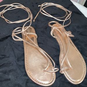 Boutique Rose Gold Lace-Up Sandals
